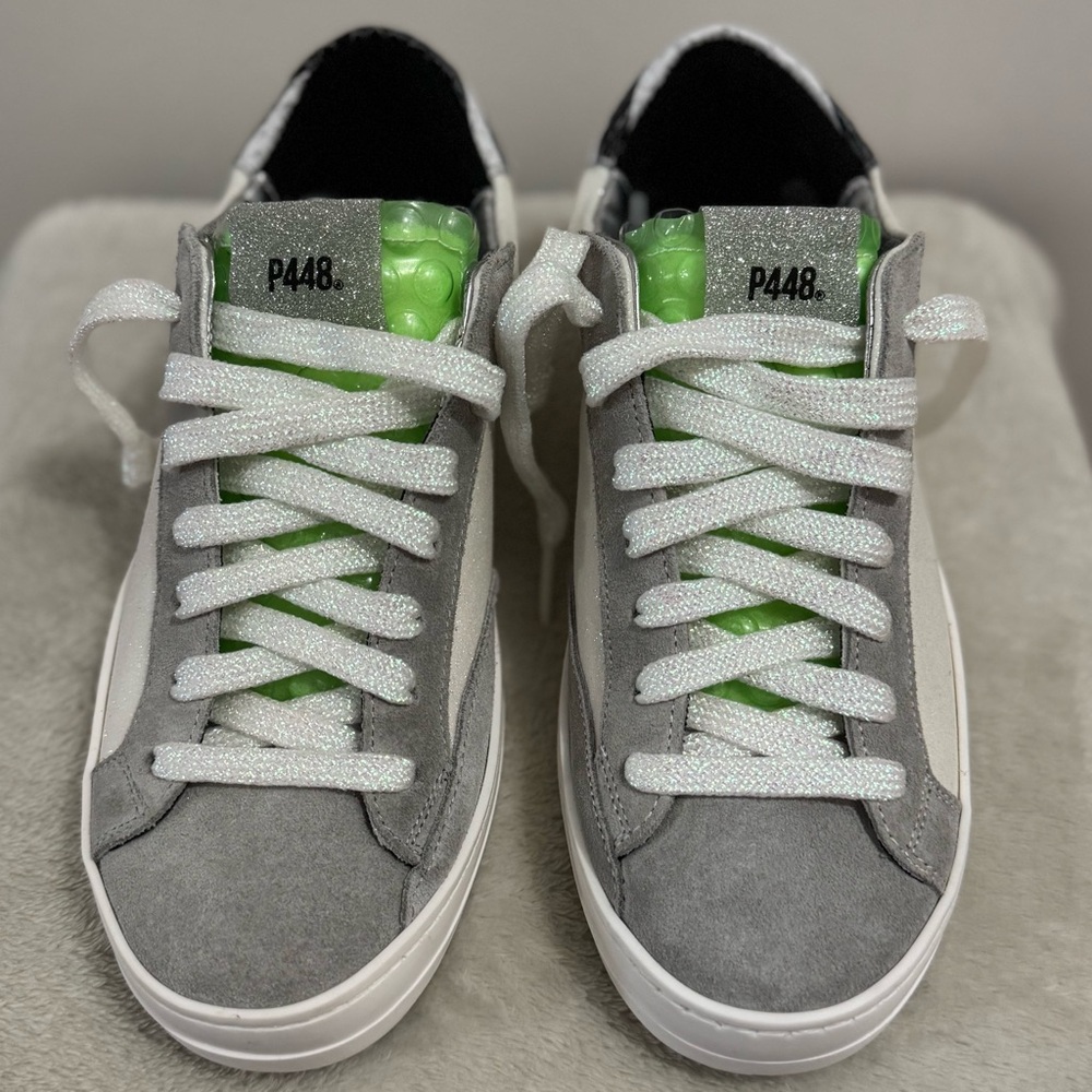 P448 Gray and Green Sneakers